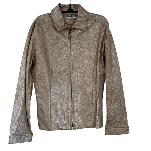 Chico's Shimmering Gold Zip Jacket - Picture 2 of 6